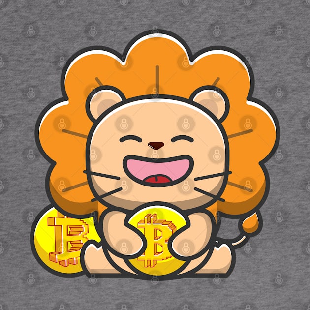 lion huging bitcoin by fflat hds